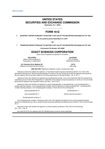 Vorschaubild Exact Sciences 10-Q Quartalsbericht 2019 