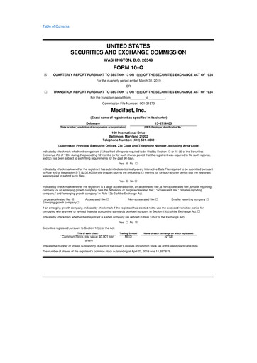 Thumbnail Medifast 10-Q Quarterly Report FY2019 