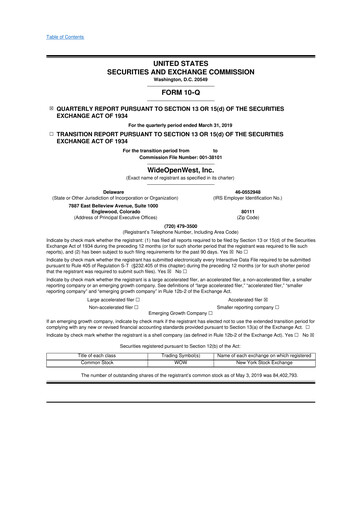 Thumbnail WideOpenWest 10-Q Quarterly Report FY2019 