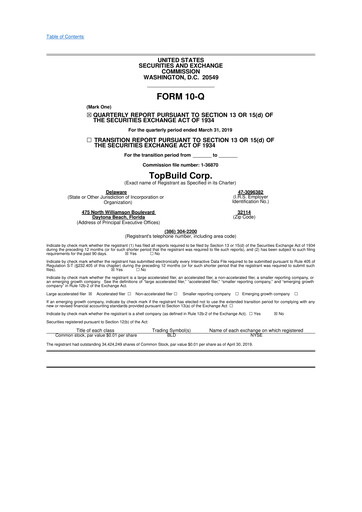 Thumbnail TopBuild 10-Q Quarterly Report FY2019 