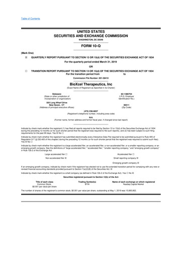 Thumbnail BioXcel Therapeutics 10-Q Quarterly Report FY2019 