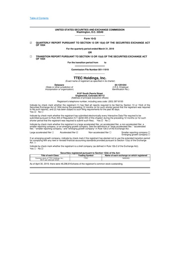 Thumbnail TTEC 10-Q Quarterly Report FY2019 