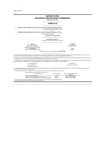 Thumbnail Sunstone Hotel Investors
 10-Q Quarterly Report FY2019 