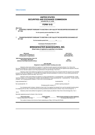 Thumbnail Bridgewater Bancshares 10-Q Quarterly Report FY2019 