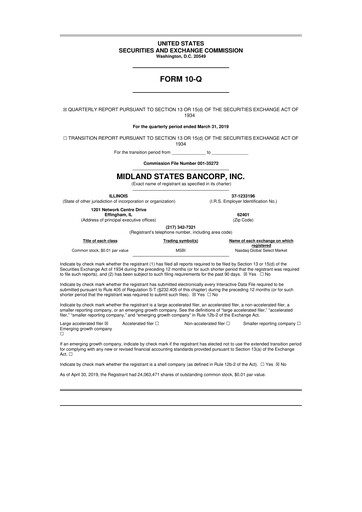 Thumbnail Midland States Bancorp 10-Q Quarterly Report FY2019 