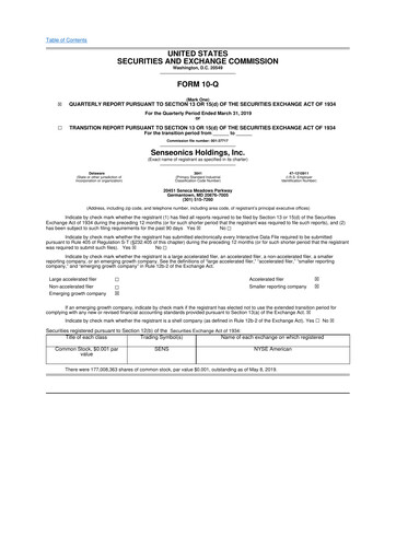 Vorschaubild Senseonics Holdings
 10-Q Quartalsbericht 2019 