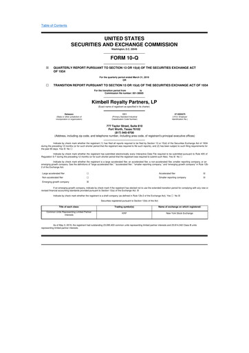 Thumbnail Kimbell Royalty Partners 10-Q Quarterly Report FY2019 