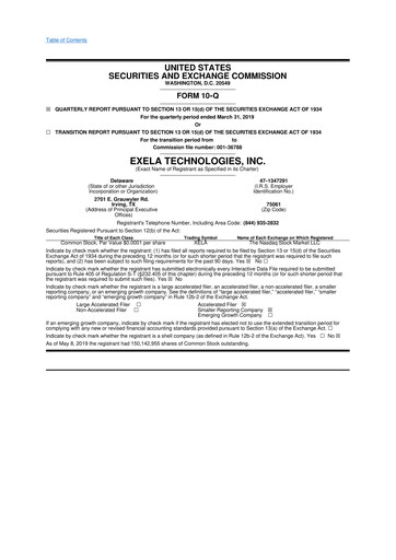 Thumbnail Exela Technologies
 10-Q Quarterly Report FY2019 