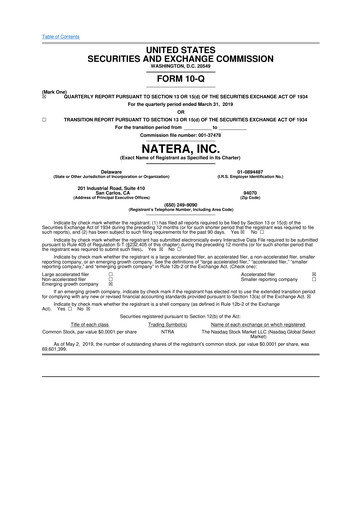 Thumbnail Natera 10-Q Quarterly Report FY2019 