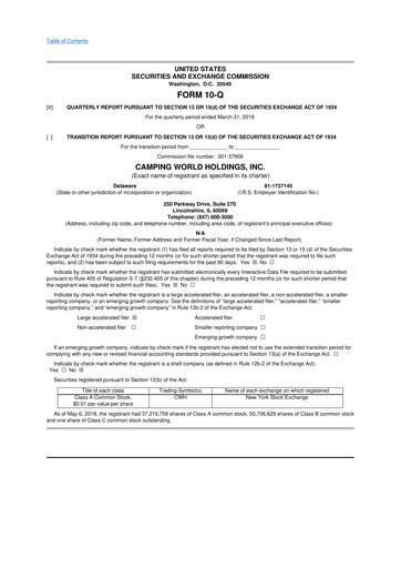 Thumbnail Camping World
 10-Q Quarterly Report FY2019 