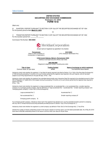 Miniature Meridian Corporation 10-Q Rapport trimestriel 2019 