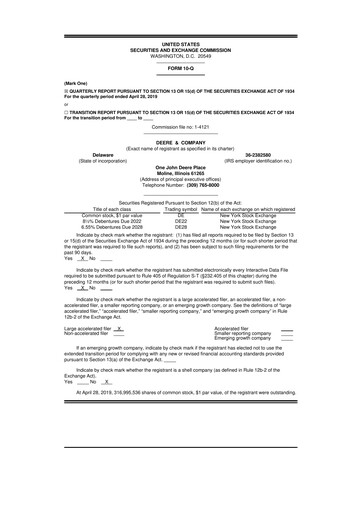 Thumbnail Deere & Company (John Deere) 10-Q Quarterly Report FY2019 