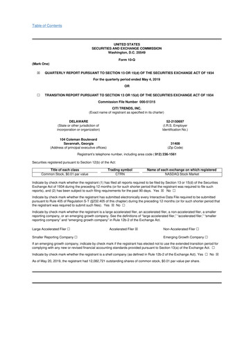 Thumbnail Citi Trends, Inc. 10-Q Quarterly Report FY 