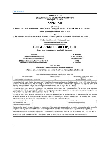 Vorschaubild G-III Apparel Group 10-Q Quartalsbericht 2020 