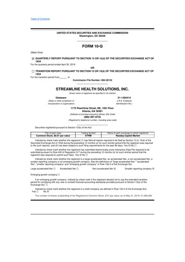 Thumbnail Streamline Health Solutions 10-Q Quarterly Report FY2019 