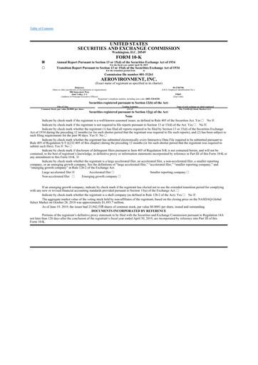 Thumbnail AeroVironment 10-K Annual Report 2019