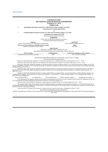 Thumbnail GMS 10-K Annual Report 2019