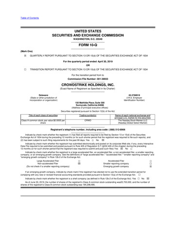 Thumbnail CrowdStrike 10-Q Quarterly Report FY2020 