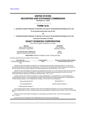 Vorschaubild Exact Sciences 10-Q Quartalsbericht 2019 