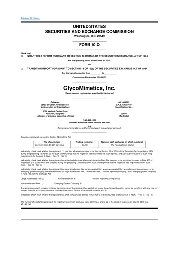 Thumbnail GlycoMimetics
 10-Q Quarterly Report FY2019 
