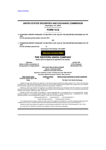 Thumbnail Western Union 10-Q Quarterly Report FY2019 