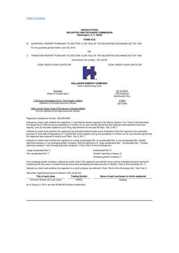 Thumbnail Hallador Energy Company
 10-Q Quarterly Report FY2019 