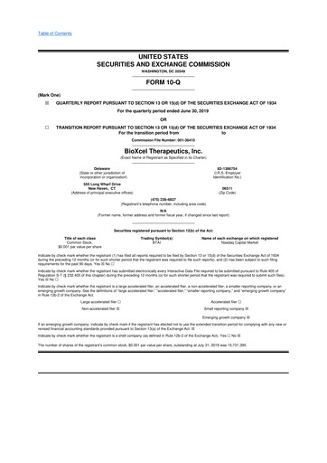 Thumbnail BioXcel Therapeutics 10-Q Quarterly Report FY2019 