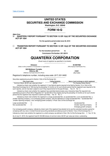 Miniature Quanterix 10-Q Rapport trimestriel  