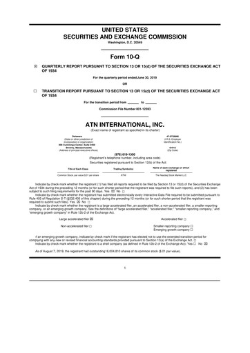 Thumbnail ATN International 10-Q Quarterly Report FY2019 