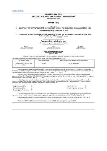 Vorschaubild Senseonics Holdings
 10-Q Quartalsbericht 2019 