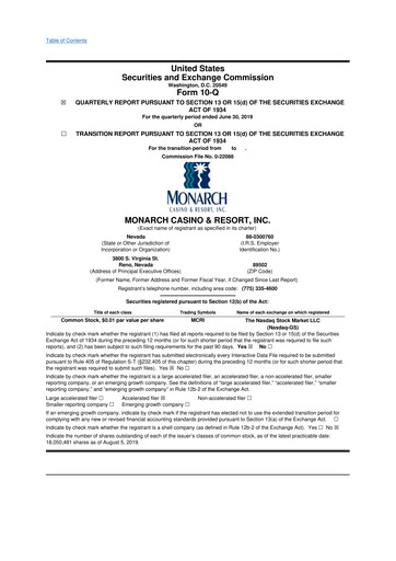 Thumbnail Monarch Casino & Resort 10-Q Quarterly Report FY2019 