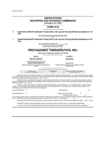Thumbnail Protagonist Therapeutics
 10-Q Quarterly Report FY2019 