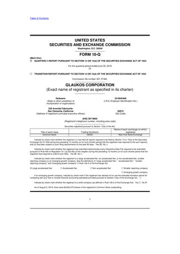 Thumbnail Glaukos 10-Q Quarterly Report FY 