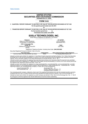 Thumbnail Exela Technologies
 10-Q Quarterly Report FY2019 