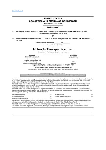Vorschaubild Tempest Therapeutics 10-Q Quartalsbericht 2019 