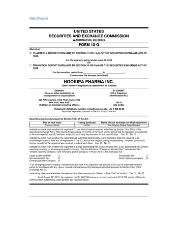 Thumbnail HOOKIPA Pharma 10-Q Quarterly Report FY2019 