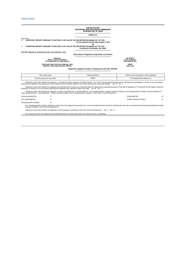 Thumbnail Sportsman's Warehouse 10-Q Quarterly Report FY2019 
