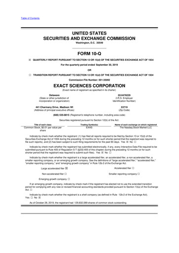 Vorschaubild Exact Sciences 10-Q Quartalsbericht 2019 