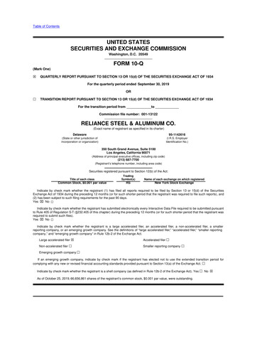 Thumbnail Reliance


 10-Q Quarterly Report FY2019 