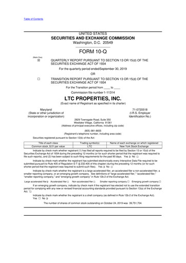 Thumbnail LTC Properties 10-Q Quarterly Report FY2019 