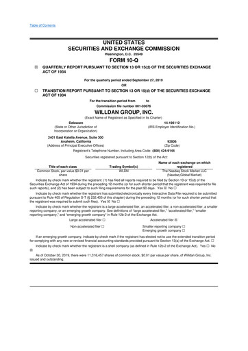 Thumbnail Willdan Group
 10-Q Quarterly Report FY2019 