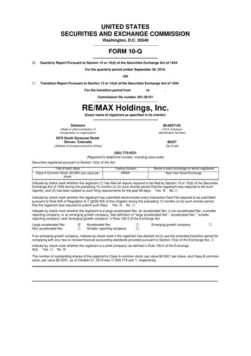 Thumbnail RE/MAX Holdings 10-Q Quarterly Report FY2019 