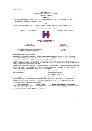 Thumbnail Hallador Energy Company
 10-Q Quarterly Report FY2019 