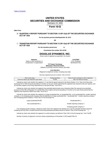 Thumbnail Douglas Dynamics
 10-Q Quarterly Report FY2019 