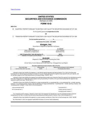 Thumbnail Axogen 10-Q Quarterly Report FY2019 