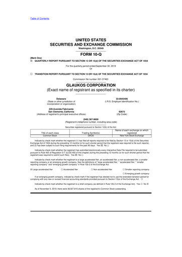 Thumbnail Glaukos 10-Q Quarterly Report FY 