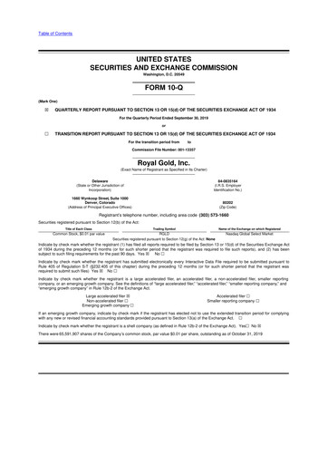 Thumbnail Royal Gold
 10-Q Quarterly Report FY2020 