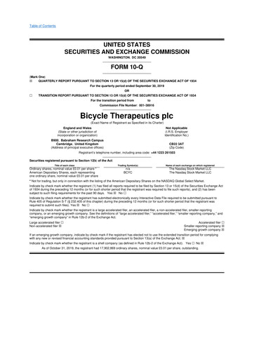 Thumbnail Bicycle Therapeutics 10-Q Quarterly Report FY 