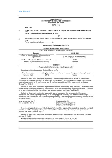 Thumbnail The ONE Group Hospitality 10-Q Quarterly Report FY2019 