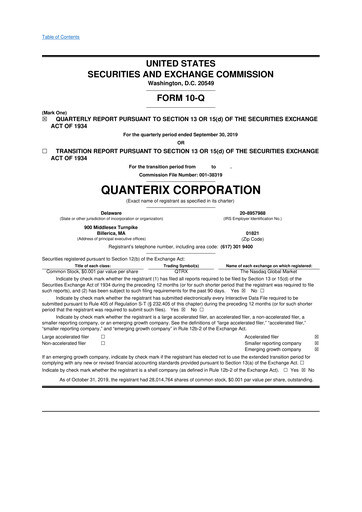 Miniature Quanterix 10-Q Rapport trimestriel 2019 